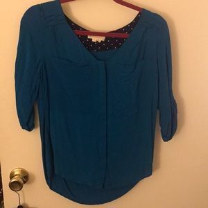 Teal double breasted blouse top